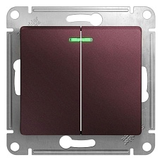 Выключатель двухклавишный Systeme Electric Glossa 10A 250V с подсветкой баклажановый GSL001153