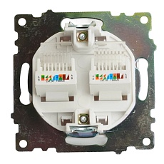 Розетка компьютерная 2-местная RJ-45 (механизм) Stekker GLS00-7109-01 Катрин, белый 50003 2