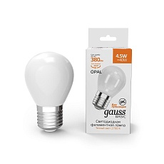 Лампа светодиодная филаментная Gauss E27 4,5W 2700К матовая 1055215 1