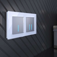 Сенсорный выключатель двухклавишный с функцией Wi-Fi Werkel (Умный дом) серебряный W4520606 4690389171246 1