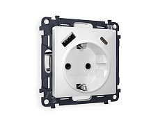 Комплект механизма электрической розетки AMBRELLA VOLT ALFA Белый матовый 2USB A+C 20W (быстрая зарядка) с/з QUANT (AP1300, VM160) MA130010