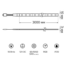 Светодиодная лента Gauss 10W/m 60LED/m 5050SMD разноцветный 3M BT054 3