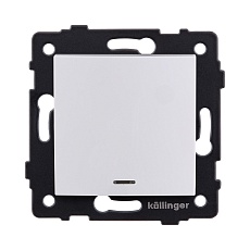 Выключатель 1-клавишный 10А/250В с LED подсветкой, изогнутый, белый Kollinger REA-R-002WH для Aspekt, Eleganz, Reflex