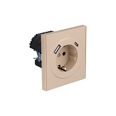 Розетка STRONG 1-ая с/з с/у з/ш 16А с USB A+C быстрой зарядки 5В/3А шелк KRANZ KR-78-0704-8 2