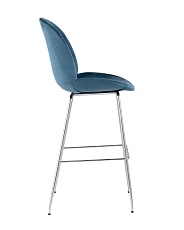 Барный стул Stool Group Турин со спинкой бархат маренго хромированные ножки 8329C VELVET BLUE CH/L 3