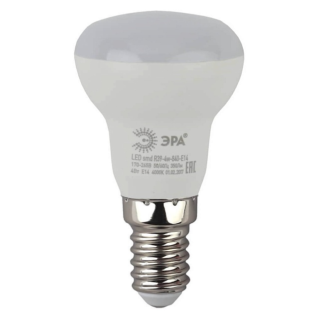 Лампа светодиодная ЭРА E14 4W 4000K матовая LED R39-4W-840-E14 Б0020555 фото 