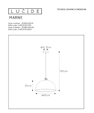 Подвесной светильник Lucide Marne 30485/40/44 1
