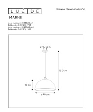 Подвесной светильник Lucide Marne 30485/40/44 1