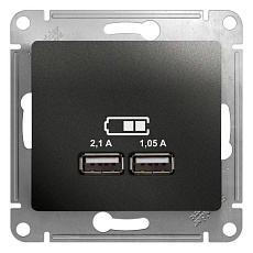 Розетка двойная USB Systeme Electric Glossa Type A+A антрацит GSL000733