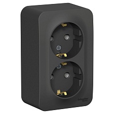 Розетка двойная 2К+З Systeme Electric Blanca 16A 250V антрацит BLNRA010216