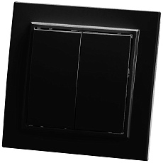 Выключатель двухклавишный Stekker Эрна черный PSW10-9004-03 39473