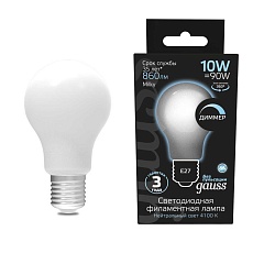 Лампа светодиодная филаментная Gauss E27 10W 4100К матовая 102202210 3