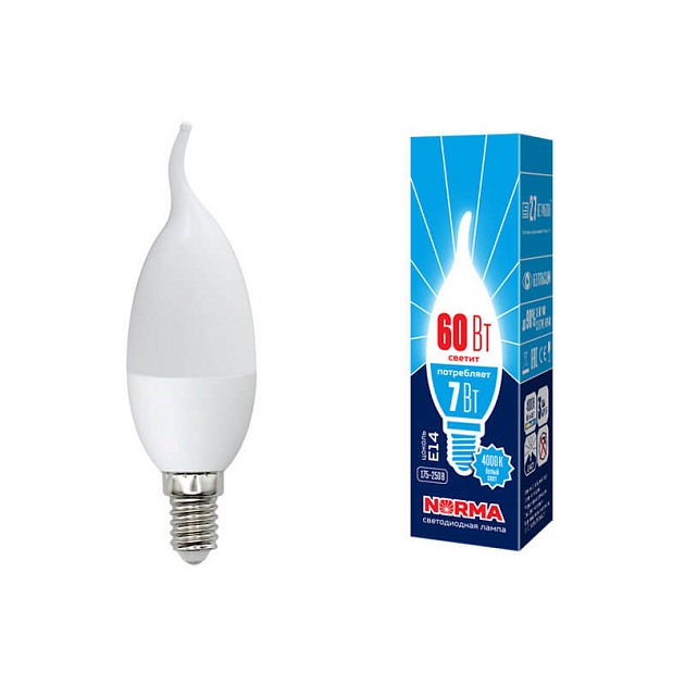 Лампа светодиодная E14 7W 3000K матовая LED-CW37-7W/WW/E14/FR/NR UL-00003801 фото 2