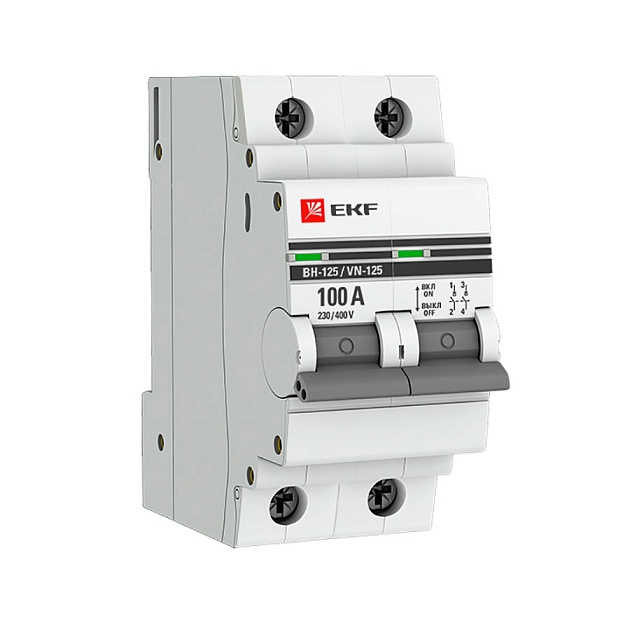 Выключатель нагрузки 2P 100А ВН-125 EKF PROxima SL125-2-100-pro Фото № 1