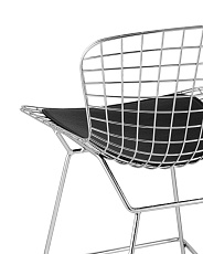 Полубарный стул Stool Group с низкой спинкой Bertoia хромированный с черной подушкой BTY-24L-P6 CH/BL 4