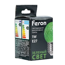 Лампа светодиодная Feron E27 1W зеленая LB-385 52163 1