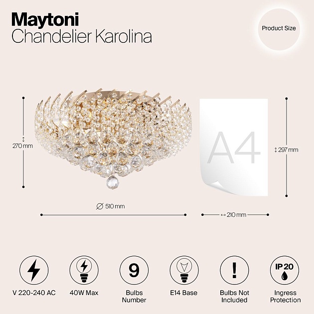 Потолочная люстра Maytoni Karolina DIA120-09-G Фото № 2