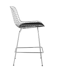 Полубарный стул Stool Group с низкой спинкой Bertoia хромированный с черной подушкой BTY-24L-P6 CH/BL 1