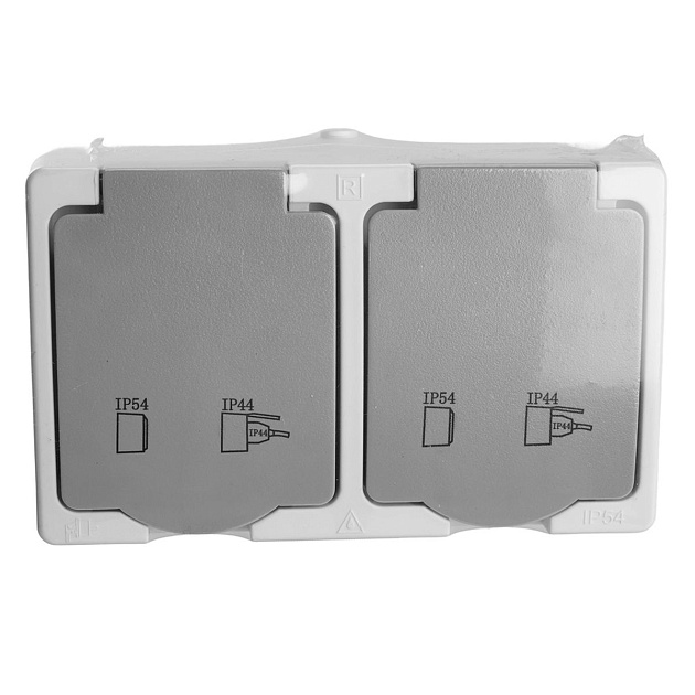 Розетка 2-местная с крышкой Stekker Велена PST16-22-54 49730 Фото № 2