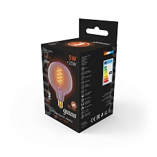 Лампа светодиодная диммируемая филаментная Gauss E27 5W 1800K розовая 1011802105 1