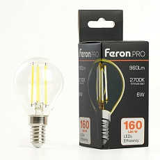 Лампа светодиодная Feron.PRO LB-1706 Шарик E14 960LM 6W 175-265V 2700K 51256 1