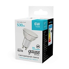 Лампа светодиодная Gauss Basic GU10 6W 4000K матовая 10106262 2