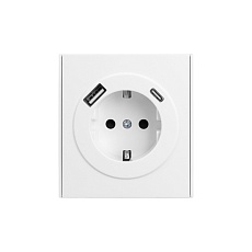 Розетка STRONG 1-ая с/з с/у з/ш 16А с USB A+C быстрой зарядки 5В/3А жемчуг KRANZ KR-78-0704-4