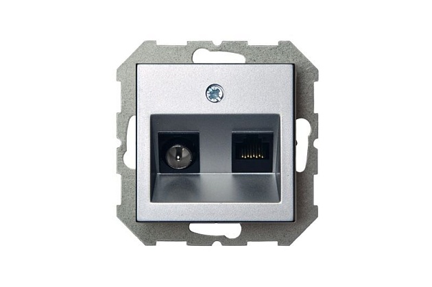 Розетка RJ45/TV Liregus Epsilon серебро 28-183 Фото № 3
