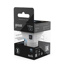 Лампа светодиодная Gauss GU10 5W 4100K матовая 101506205 1