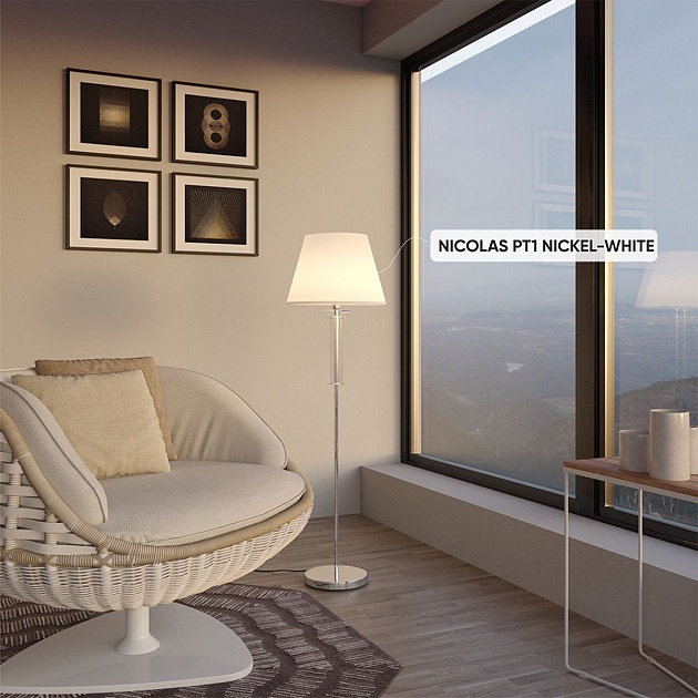 Торшер Crystal Lux Nicolas PT1 Nickel/White Фото № 6