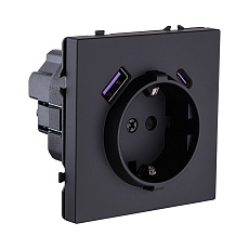 Розетка штепсельная SCHUKO 16A/250 В с USB A+C 20W, черный матовый Kollinger Eclipse EC-016BK 1