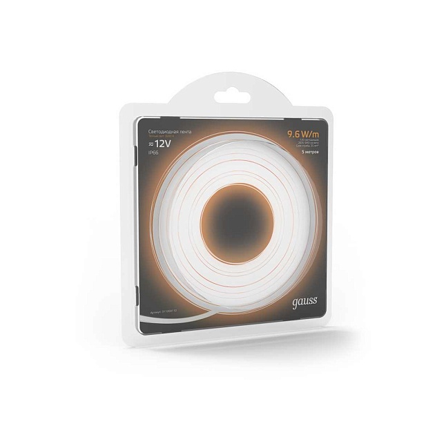 Светодиодная влагозащищенная лента Gauss 9,6W/m 120LED/m 2835SMD теплый белый 5M 311000110 изображение 6 Светодиодная влагозащищенная лента Gauss 9,6W/m 120LED/m 2835SMD теплый белый 5M 311000110 Фото № 6
