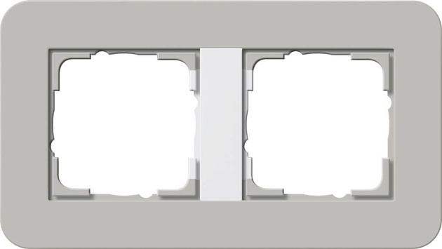 Рамка 2-постовая Gira E3 серый/белый глянцевый 0212412 фото 