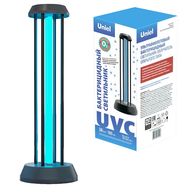 Ультрафиолетовая бактерицидная настольная лампа Uniel UGL-T01A-36W/UVCO Black UL-00007264 фото 