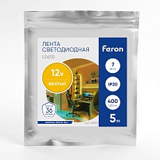 Светодиодная лента Feron 7W/m 400LED/m COB желтый 5М LS630 48950 1