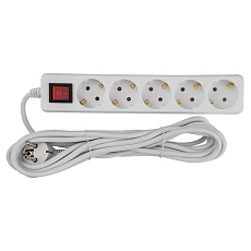 Удлинитель бытовой General GES-16-3x100-5-10m-S, 16А, 3х1 мм2, 5 мест, 10 метров, с заземлением, с выключателем