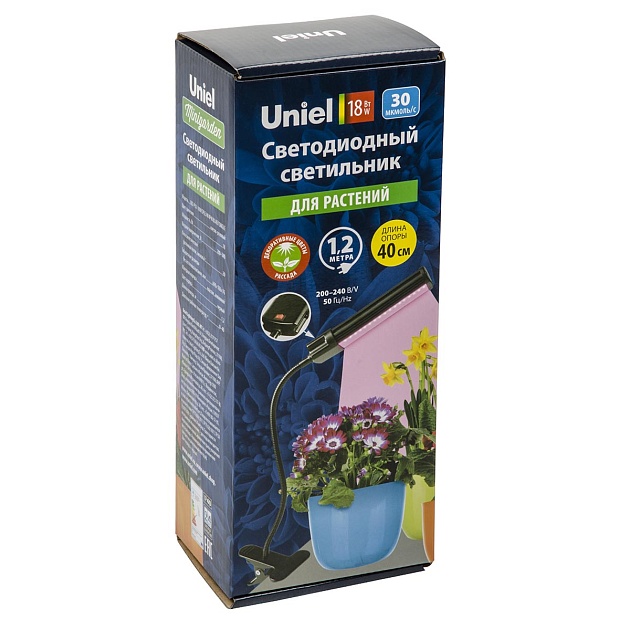 Светодиодный светильник для растений Uniel Minigarden ULT-P31-18W/SPLE/40 IP40 Black Single UL-00009251 изображение 2 Светодиодный светильник для растений Uniel Minigarden ULT-P31-18W/SPLE/40 IP40 Black Single UL-00009251 Фото № 2