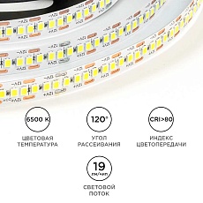 Светодиодная лента OGM 19,2W/m 240LED/m 2835SMD холодный белый 5M LSE-267 5