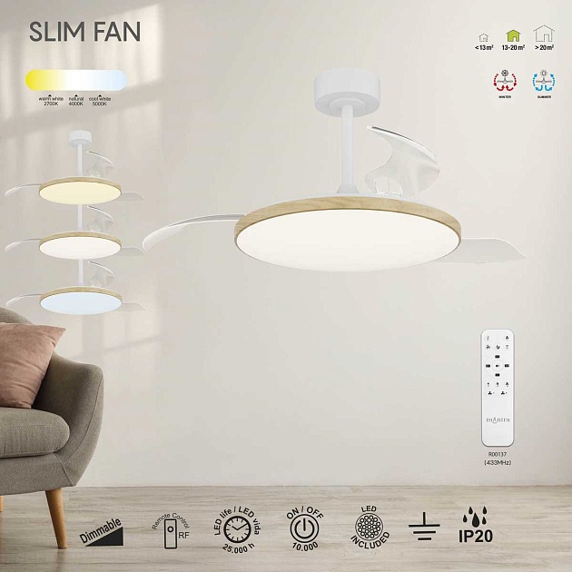 Люстра-вентилятор Mantra SLIM FAN 9007 Фото № 5