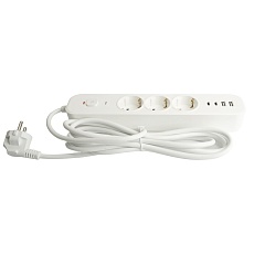 Сетевой фильтр 3-местный с/з STEKKER 3x1мм2, 1,8 м, 250В, 16А, 2 USB-A+2 Type-C, серия Nova, белый 5