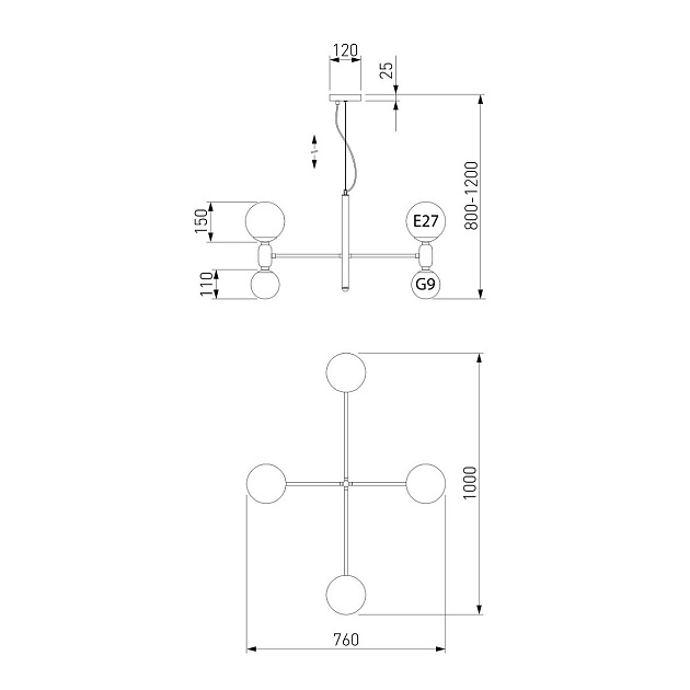 Подвесная люстра Eurosvet Bubble 30182/8 черный жемчуг Фото № 5