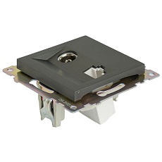 Розетка телевизионная TV + компьютерная RJ-45 Stekker Катрин графит GLS00-7106-06 49417 2
