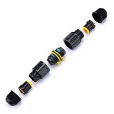 Соединитель-коннектор 3-контактный LD545 с рычажной клеммой, с пружинным контактом, водонепроницаемый, черный 49233 5