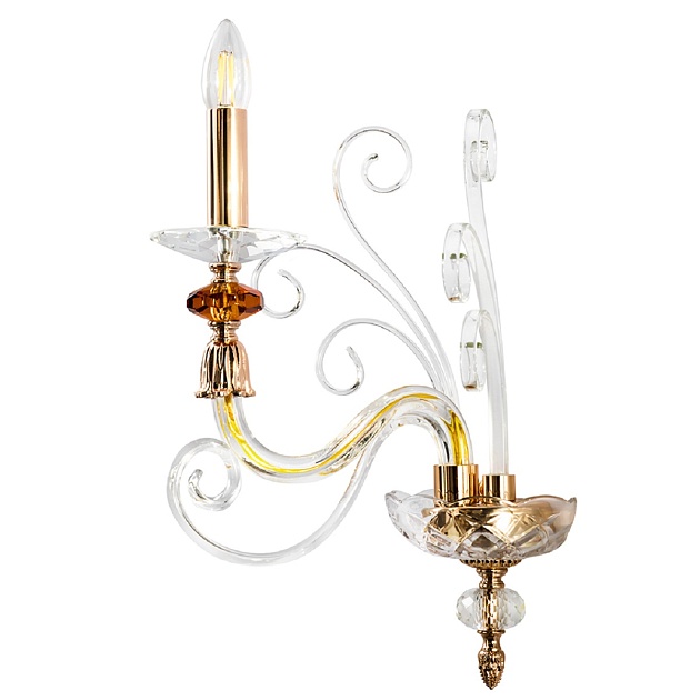 Бра Crystal Lux Catarina AP1 V2 Gold/Transparent-Cognac фото 