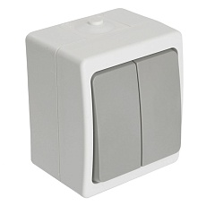 Выключатель двухклавишный Stekker Велена белый/серый PSW10-221-54 49733 4