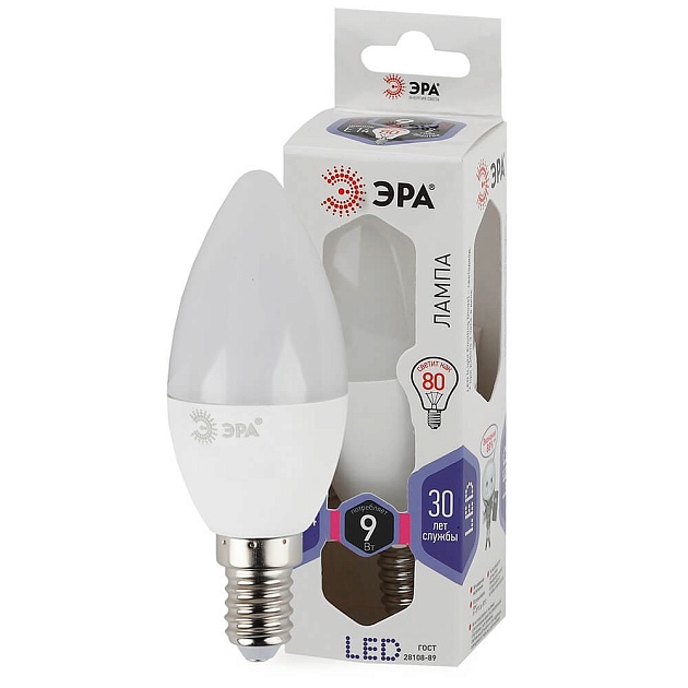 Лампа светодиодная ЭРА E14 9W 6000K матовая LED B35-9W-860-E14 Б0031403 фото 2