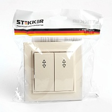 Переключатель двухклавишный Stekker Эрна слоновая кость PSW10-9008-02 39920 2