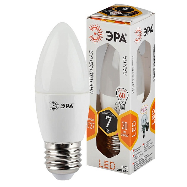 Лампа светодиодная ЭРА E27 7W 2700K матовая LED B35-7W-827-E27 Б0028479 фото 2