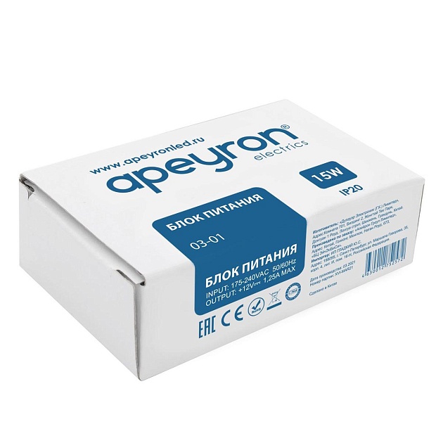 Блок питания Apeyron 12V 15W IP20 1,25 03-01 Фото № 15