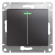 Выключатель двухклавишный Systeme Electric Glossa 10A 250V с подсветкой графит GSL001353